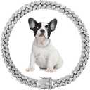 Silver Necklace for Dogs,Cuban Link Dog Collar,Dog Chain Collars,Diamond Metal Bling Choke, 13mm Wide Pet Jewelry for Puppy Small Medium Large Dogs Cats (10inch)