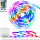 Battery Powered LED Strip Lights RGB, 60 LED 5050 Color Changing TV Backlights with 28-Key Remote Control, Cuttable Outdoor Strip Lights 6.6 Ft Self-adhesive DIY Lights for Skateboard Bedroom Decor