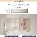 Keonjinn Bathroom Medicine Cabinet with Mirror 20 x 26 Inch, Brushed Nickel | Assembly Needed, Stepless Adjustable Shelves, Wall-Mounted or Recessed, Lightweight Aluminum, Rust-Resistant, Tempered Glass