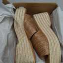 Erocalli Platform Sandals Women Raffia Espadrille Wedges Summer Beach Shoes | Woven Raffia Platform Wedge Sandals with Open Toe, Espadrille Sole and Slip-On Design for Effortless Summer Style (Gold, L), Size: 8