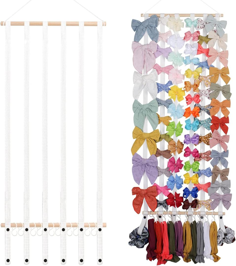 OAOLEER Hair Bow Holder Organizer for Girls,Hair Clips Headband Organizer Storage Wall Hanging Home Decor for Girls Room (1Pcs White 35Inch) OAOLEER Hair Bow Holder Organizer for Girls,Hair Clips Headband Organizer Storage Wall Hanging Home Decor for Girls Room (1Pcs White 35Inch)
