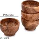 EDHAS Bowl Sets Acacia Round Bowl for Condiments, Dip Sauce, Nuts, Candy and More (Set of 4), (3" x 3" x 2")