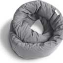 Huzi Infinity Pillow - Home Travel Soft Neck Scarf Support Sleep (Grey), Unfolded: 40 x 7