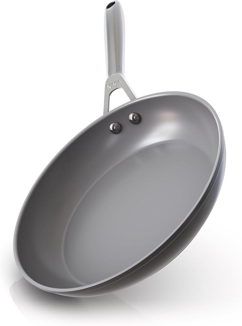 Ninja Ceramic Pro 10.25" Fry Pan, Non-Stick Pan, Nontoxic, PTFE Free, Ceramic Coated, Stainless Steel Handle, Stove and Oven Safe to 550F, All Stovetops & Induction Compatible, Black, CW30026BK