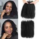poetically 12 Inch Afro Kinkys Bulk Human Hair 2 Bundles 100g Natural Black Afro Kinky-Curly Human Hair Bulk for Twist/Dreadlock Extensions/Repair Locs/Braids Mini Twist Braiding Hair