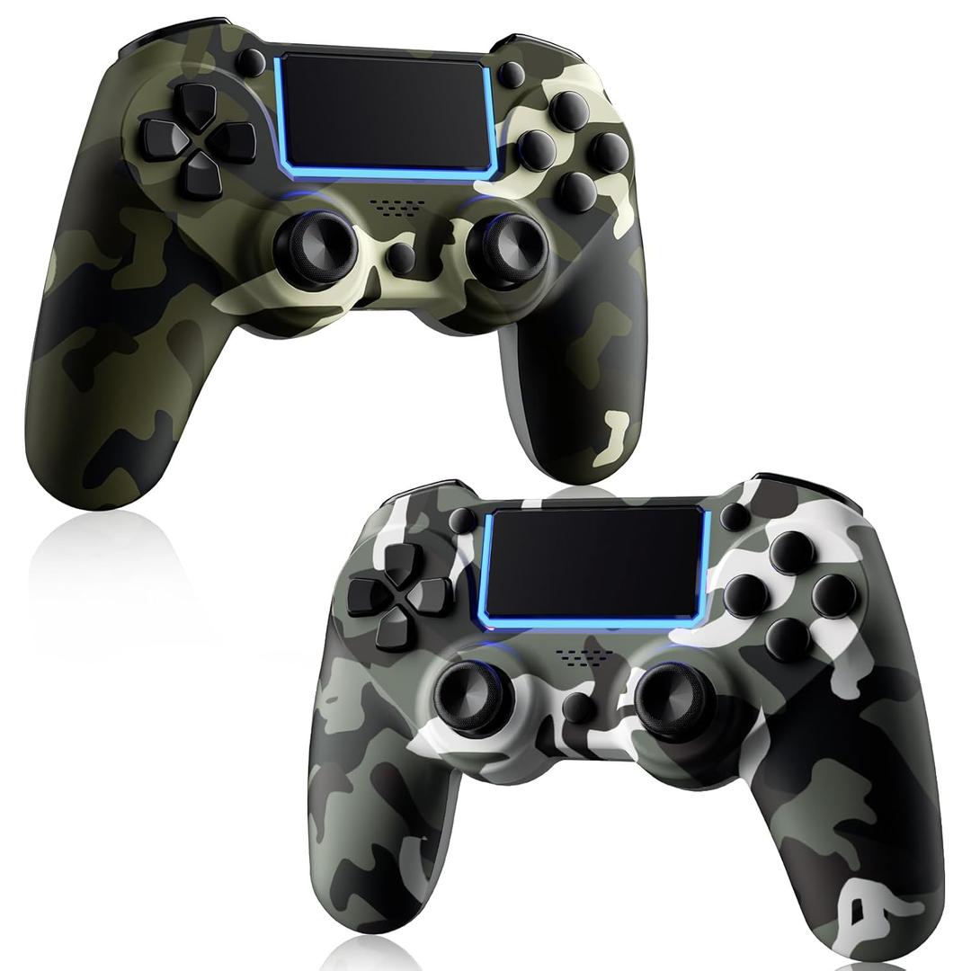 KDYGPDCT 2 Pack Wireless Controller for PS4/Pro/PS3,Wireless Remote Gamepad with 1000mAh Battery | Double Shock | Audio | 6-Axis Motion Sensor | Share Button (Green + Gray)