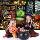 Mocsicka Halloween Magic Photography Backdrop Mid Century Vintage Witches Halloween Party Background Spooky Retro Witch Halloween Birthday Party Decorations Photo Booth Props (8x6ft)