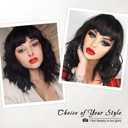 AISI HAIR Bob Curly Wig Synthetic Short Black Wig with Bangs Natural Looking Heat Resistant Fiber Hair for Women
