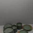 Gibson Elite Deerfield 16-Piece Stoneware Dinnerware Set  Matte Green Stackable Plates and Bowls, Reactive Glaze Finish, Service for 4  Microwave & Dishwasher Safe