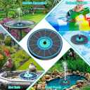 GAIZERL Solar Fountain Cyan Flower, Upgrade 3.5W Solar Bird Bath Fountains, Solar Powered Water Fountain with 7 Nozzles, 4 Fixed Pipes for Hummingbirds, Bird Bath, Garden, Pool, and Pond
