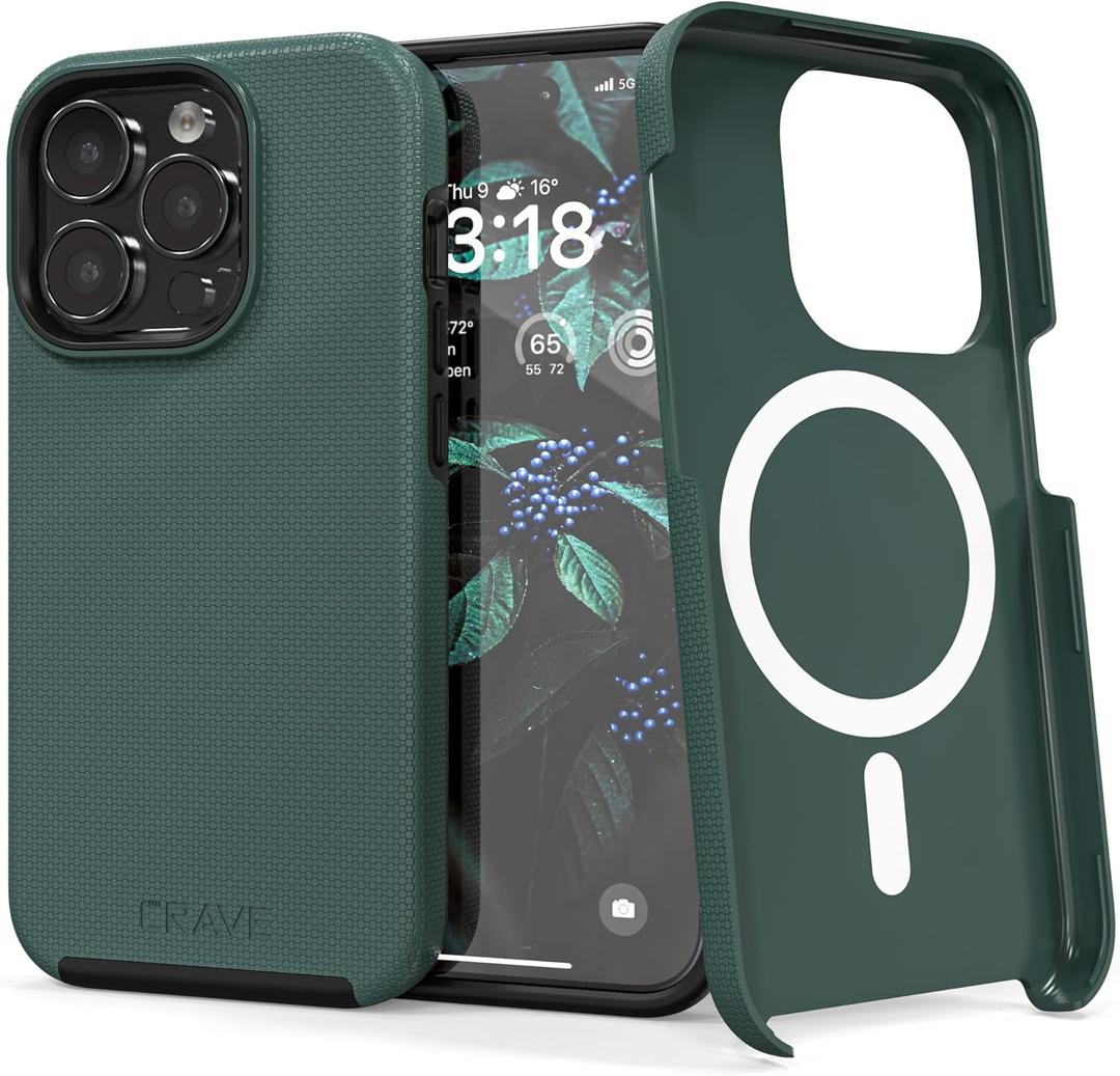 Crave Dual Guard for iPhone 15 Pro Case, Compatible with MagSafe Shockproof Protection Dual Layer Case for Apple iPhone 15 Pro (6.1") - Forest Green