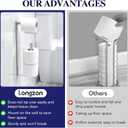 2 x Longzon Brushed Nickel Toilet Paper Holder Wall Mount, Self Adhesive Toilet Paper Holder Storage for 3 Roll Tissue, Premium 304 Stainless Steel Stick On Toilet Paper Roll Holder for Bathroom, Silver