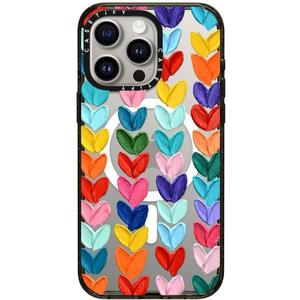 CASETiFY Impact Case for iPhone 15 Pro Max [4X Military Grade Drop Tested / 8.2ft Drop Protection/Compatible with Magsafe] - Cute Prints - Clear Polka Daub Hearts - Clear Black