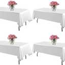 4 Pack White Rectangle Tablecloth 60 x 102 Inch for 6 FT Tables, Wrinkle Resistant Washable Polyester Table Cover for Wedding Dining Buffet Parties and Camping, Mantel Blanco Para Mesa Rectangular