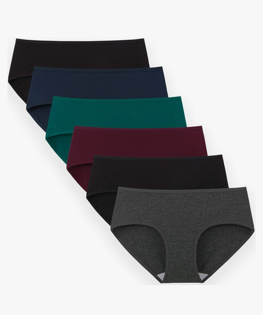 INNERSY Womens Underwear Cotton Hipster Panties Regular & Plus Size 6-Pack, XL