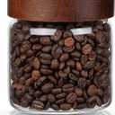 1PC Small Glass Storage Jars with Airtight Lids, 18 fl oz (550ml) coffee container with Wooden Lid, Glass Pantry Canister for Beans, Rice, Sugar and etc
