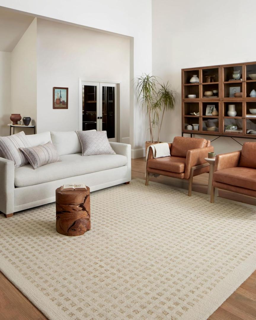 Loloi Chris Loves Julia x Polly Collection POL-01 Ivory/Natural 7'-9" x 9'-9" Area Rug