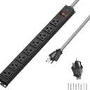 20 Amp Power Strip Heavy Duty, 12 Gauge Extension Cord for Appliance Workbench Garage Industrial, Metal 8 Outlets Combine with T-Plug Adapter 5-20R T-Slot, 1200J Surge Protector