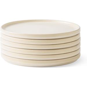 AmorArc Stoneware Dinner Plates Set of 6, 10.5 Inch Reactive Matte Glaze Ceramic Plates Set, Modern Dinnerware Dish set for Kitchen,Microwave, Dishwasher Safe, Scratch Resistant - Ivory