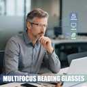 2 Pack Men's Progressive Multifocal Reading Glasses,Half Rim Metal Frame TR90 Temples Blue Light Blocking Anti Eyestrain Multifocus Computer Readers,2.5x