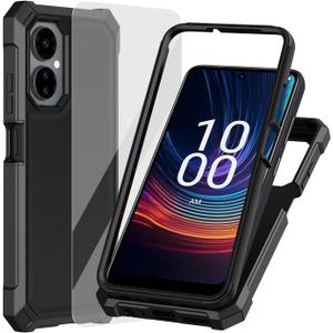 Ailiber for Boost Celero 3 5G Case with Screen Protector, Dual Layer Protection, Shockproof Corners TPU Bumper, Slim Protective Phone Cover - Black