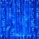 Dazzle Bright 300 LED Curtain String Lights, Christmas Fairy Lights for Bedroom with 8 Lighting Modes, Connectable Waterproof Window Lights Party Wedding Garden Wall Decor, Blue