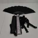2 Pack Glitter Large Rave Folding Clack Hand Fan with Holster for Men/Women Handheld Fan for EDM,Festival,Club,Party,Dance (Silver+Black) (33cm Closed | 63cm Open (13" Closed | 24.5" Open))