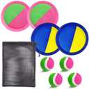 Jalunth Ball Catch Set Game Toss Paddle Beach Toys Back Yard Outdoor Games Pool Backyard Target Throw Sticky Mitt Set Age 3 4 5 6 7 8 9 10 11 12 Years Old Boys Girls Kids Easter Gifts Pink Blue 2 Pack