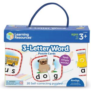 Learning Resources 3-Letter Word Puzzle Cards, Kindergarten Readniness, Self Correcting Puzzles, Ages 3+
