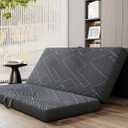 Vamcheer Tri Folding Mattress, 4 inch Full Foldable Mattress, Tri-fold Memory Foam Mat with a Collapsible and Washable Cover, Handle & Non-Slip Bottom, for Travel/Guest, 73"x52"x4", Grey