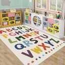 Large ABC Kids Area Rugs 2x3ft, Kindergarten and Preschool Educational Learning Alphabet Area Rugs Playroom Kids Puzzle Rugs Suitable for Children's Rooms, for Nursery, Classroom, Baby Daycare