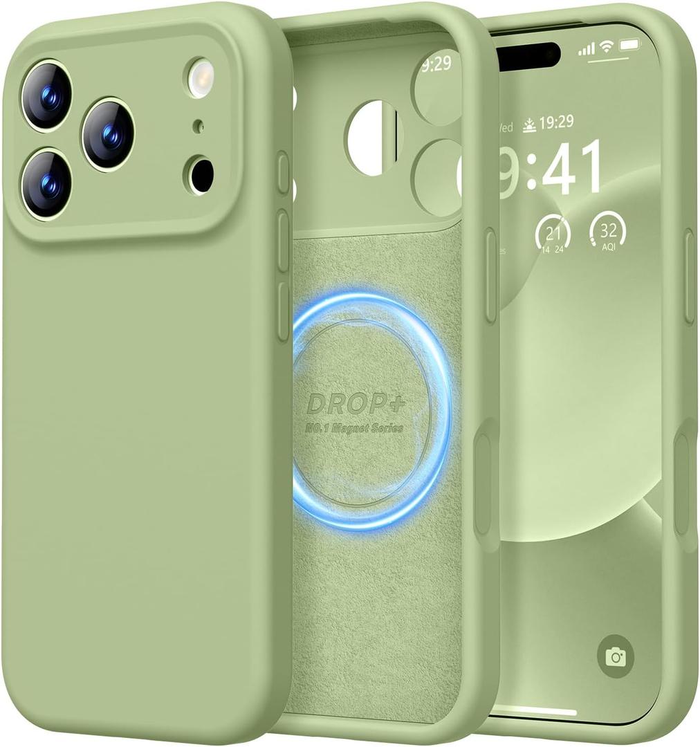 LOVE 3000 Designed for iPhone 17 Pro Case, Premium Silicone [Compatible with Magsafe][Soft Anti-Scratch Microfiber Lining] Shockproof Protective Phone Case for Men Women 6.3", Matcha