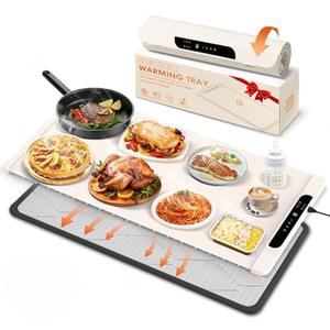 Warming Mat for Food with Heat Resistant Pad, 36"x16" Food Warmer Mat for Countertop Food Warmer Custom Temperature Settings 10H Timer Portable Heating Pad for Parties Buffets Holiday Home Use (Beige)
