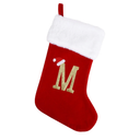 Christmas Stockings with Letters M, Large Super Soft Christmas Stockings Red Velvet with White Super Soft Plush Cuff for Christmas Xmas Tree Holiday Fireplace