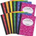 Blue Summit Composition Notebook Wide Ruled, Assorted Color Wide Ruled Composition Notebook, Marble, 100 Sheets per Book, Bulk 12 Pack