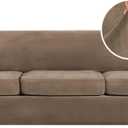 H.VERSAILTEX Modern Velvet Plush 4 Piece High Stretch Sofa Slipcover Furniture Protector Form Fit Velvet Extra Large Sofa Cover for 3 Cushion Couch Width Up to 105 Inch (XL Sofa, Mocha)