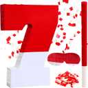 Poen Number 7 Piata with Batting Stick Eye Mask and Confetti Red and White Piata for Kids Boys Girls Birthday Anniversary Celebration Decorations Party Supplies, 16 x 11 x 2.8 Inches