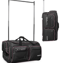 Fanwoli 28" Dance Bag with Garment Rack | Upgraded Stable System & Fabric | More Lightweight & Wear-Resistant | Ideal Competition Rolling Duffle Bag | Black/Pink Trim