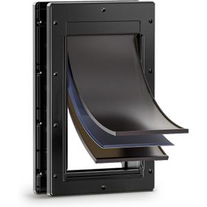 3-Flap Dog Door, Doggy Doggie Door, Cat Door for Install in Interior and Exterior Doors or Wall, Insulation Layer, 2 Magnetic Flaps, Closing Panel, Never Rust, for Pets Up to 45lb (Medium)