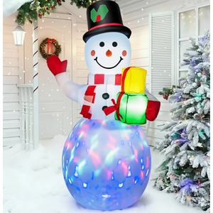 5ft Christmas Inflatables Snowman Outdoor Yard Decor with Rotating LED Lights Christmas Blow Up Decoration Garden