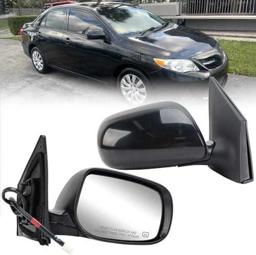 Right Passenger Side Mirror Compatible with Toyota Corolla 2009-2013 Heated Power Glass Manual Folding Black 5 Pins