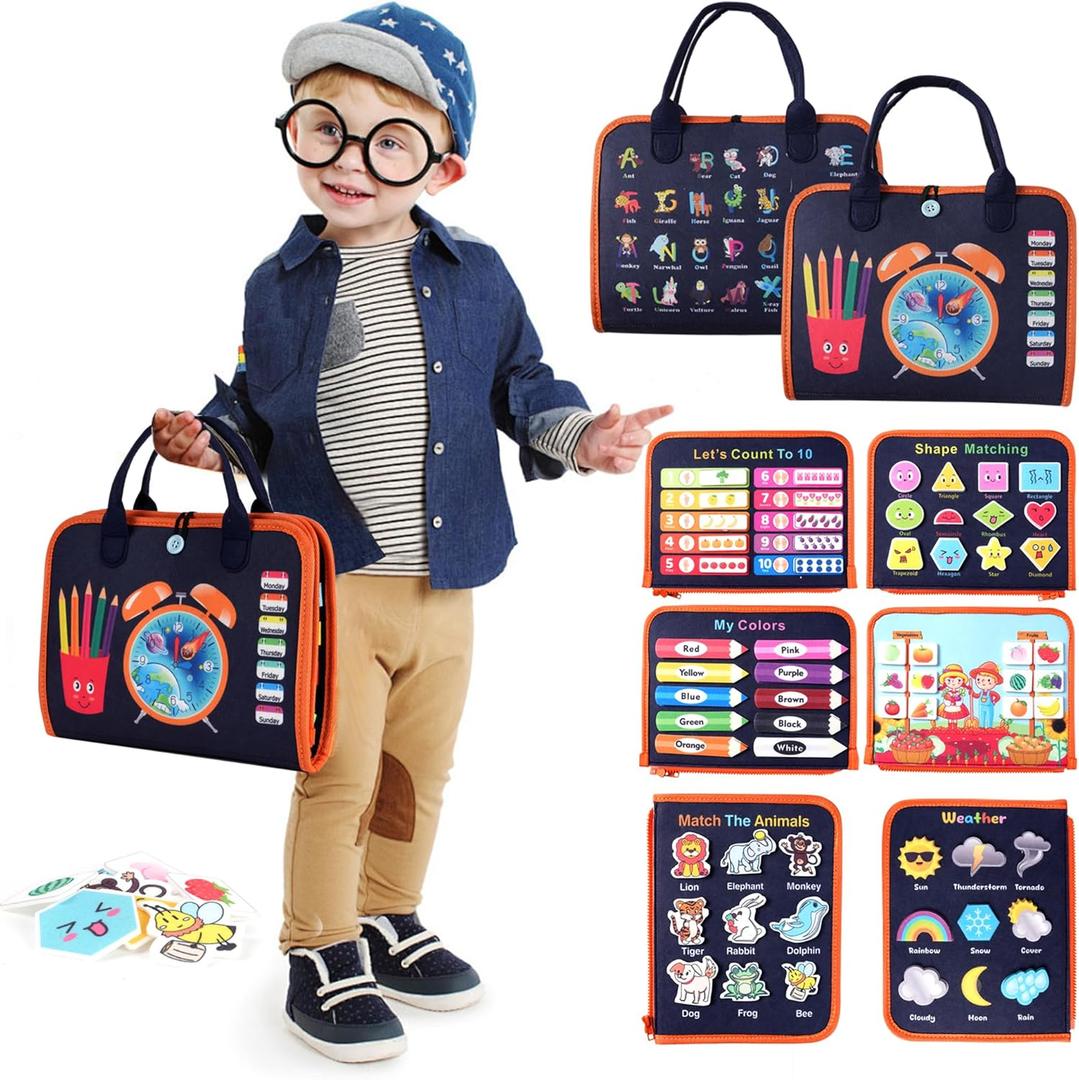 Toddler Busy Board Montessori Toys: for Toddlers 1-3 Year Old Educational Activity Book Sensory Board Travel Toy Ages 2-4 3-5 Learning Fine Motor Skills Preschool Quiet Book Gift for Boys Girls Kids