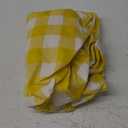 Smiry Round Picnic Tablecloth, Elastic Waterproof Fitted Vinyl Tablecloths for 36"-44" Tables, Flannel Backed Buffalo Plaid Table Cover for Dining, Camping, Outdoor, White and Yellow