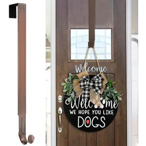 Myfolrena Wreath Hanger (Bronze-1 Pack) - Stainless Steel Adjustable Door Hanger for Front Door, 15-24inch, 20lb Weight Capacity