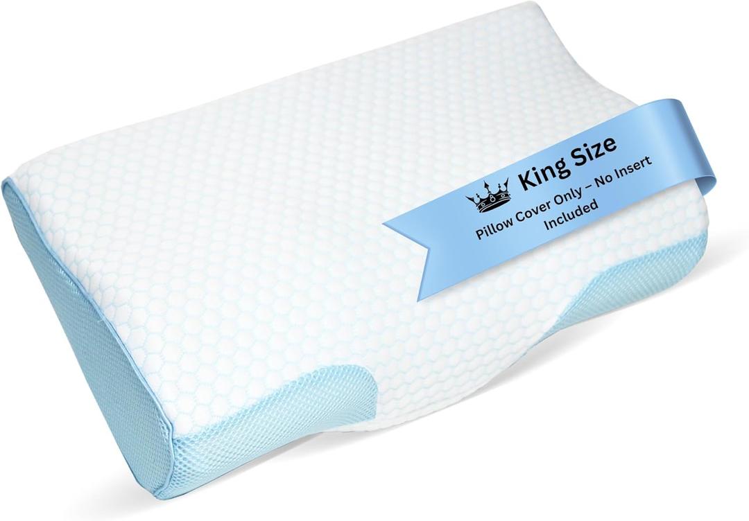 Derila King Size Cooling Pillowcase | Optimal Temperature Control for Your Memory Foam Pillow for Perfect Sleep. Quality Material White Pillowcase ensures Anti Snore Pillows (King Size (23.6" x 13.4" x 4.3"))