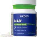 NAD+ Resveratrol Supplement 1000mg Extra Strength Liposomal with Trans Resveratrol, CoQ10, Quercetin and Organic Green Tea for Women and Men, Energy Supplements, 30 Vegan Capsules (EXP 08/15/26)