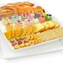 Serving Tray Platter, 22'' x 15'' x 1.6'', 2 Pcs Food Tray for Veggie Fruit Snack Dessert Cookie Cheese, Food Trays for Party Supplies Display, Large Platters for Serving Food, BPA Free (White)