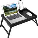 Artmeer Bed Tray Table with Folding Legs, Bamboo Breakfast Food Tray with Media Slot, Use As Platter, Laptop Desk, Snack, TV Tray Kitchen Serving Tray (Black Extra-Large Size)