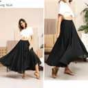 Ezcosplay Women Bohemian Beach A-Line Dress Double Layer Elastic Waist Long Maxi Skirt (Black)