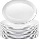 Dandat 24 Pack 14" Large Serving Platters Set Oval Trays White Plates Serving Dish for Wedding Party Restaurant Home Cookie, Snack, Fruit, Veggie, Steak, Burger, Casserole